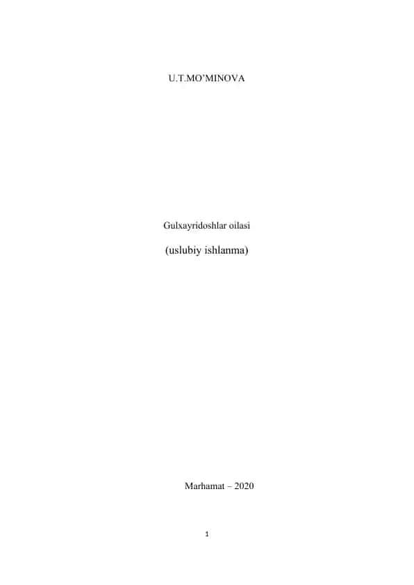 Gulxayridoshlar oilasi (uslubiy ishlanma)