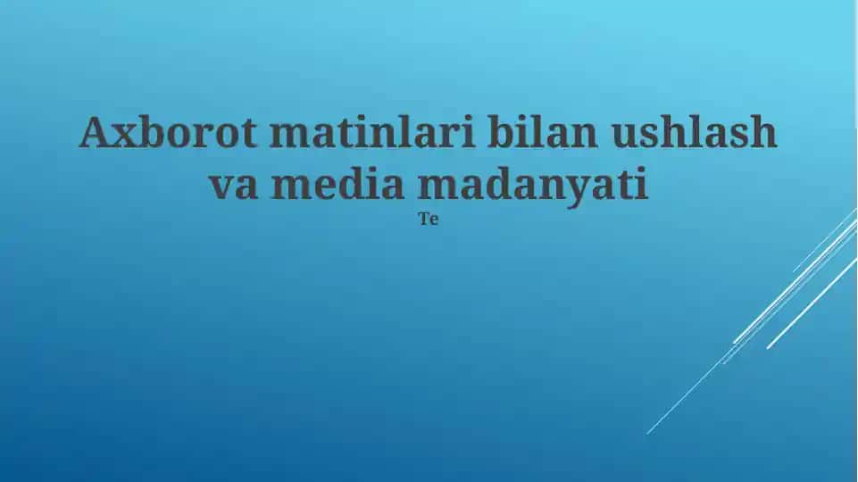 Axborot Saralash va Tanqidiy Fikrlash