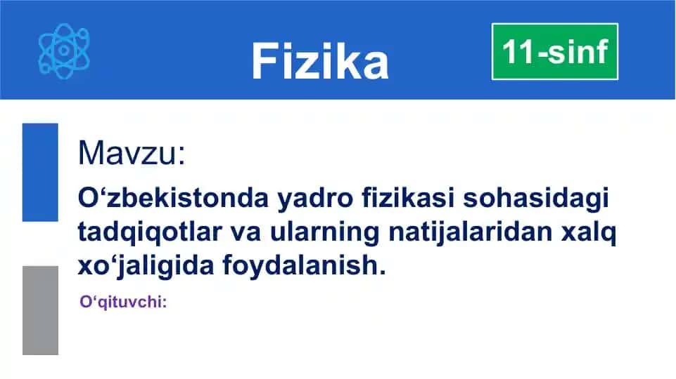 O‘zbekistonda yadro fizikasi sohasidagi tadqiqotlar va ularning natijalaridan xalq xo‘jaligida foydalanish