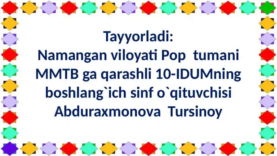 10-IDUM boshlang'ich sinf matematika darsi - Ko'pburchak mavzusi