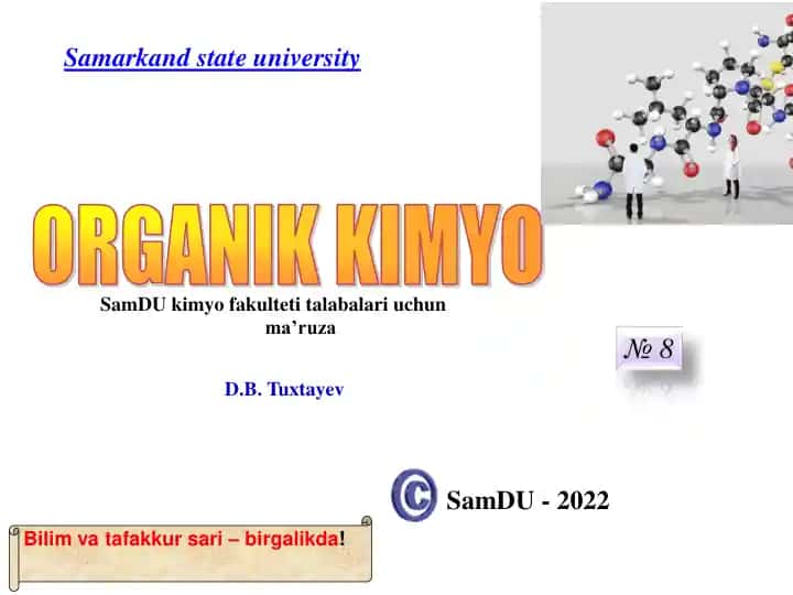 Kimyo fakulteti talabalari uchun ma’ruza