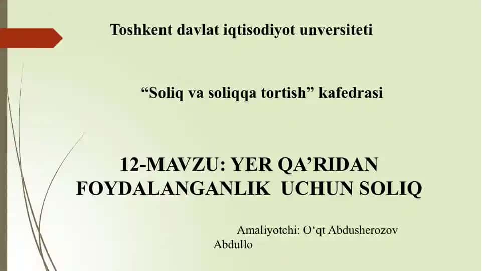 Yer qa’rdan foydalanganlik uchun soliq