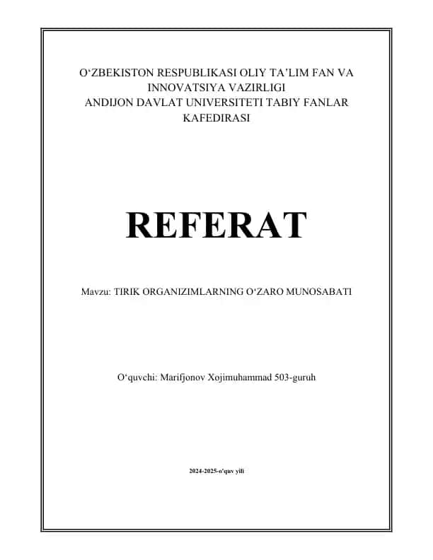 Munosabatlarning o‘zaro munosabati