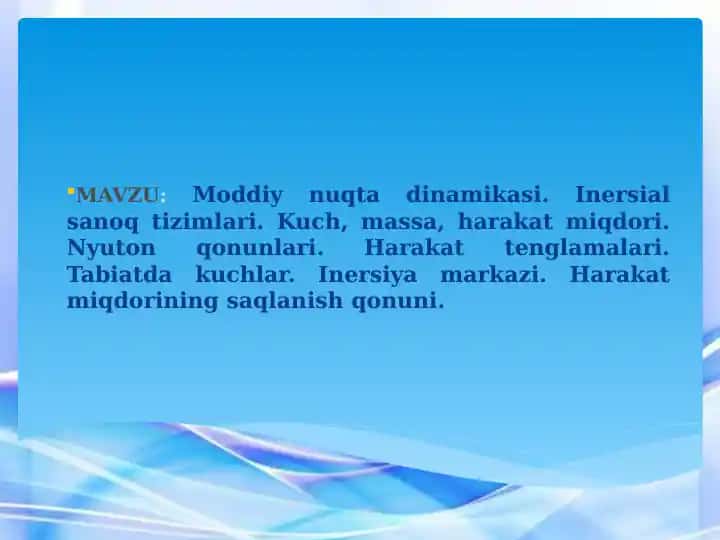 Moddiy nuqta dinamikasi