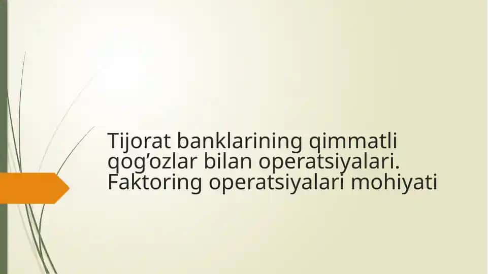 Qimmatli qog‘ozlar bilan operatsiyalar