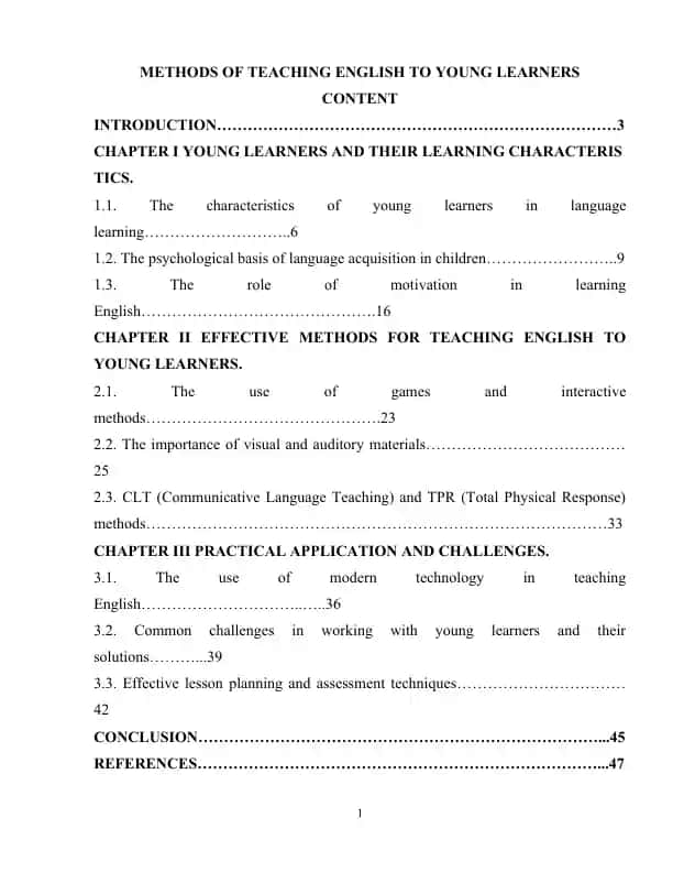 Methods of Teaching English to Young Learners