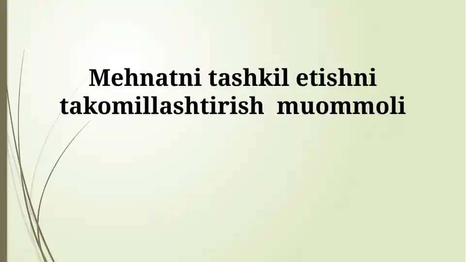 Mehnatni tashkil etishni takomillashtirish muommoli