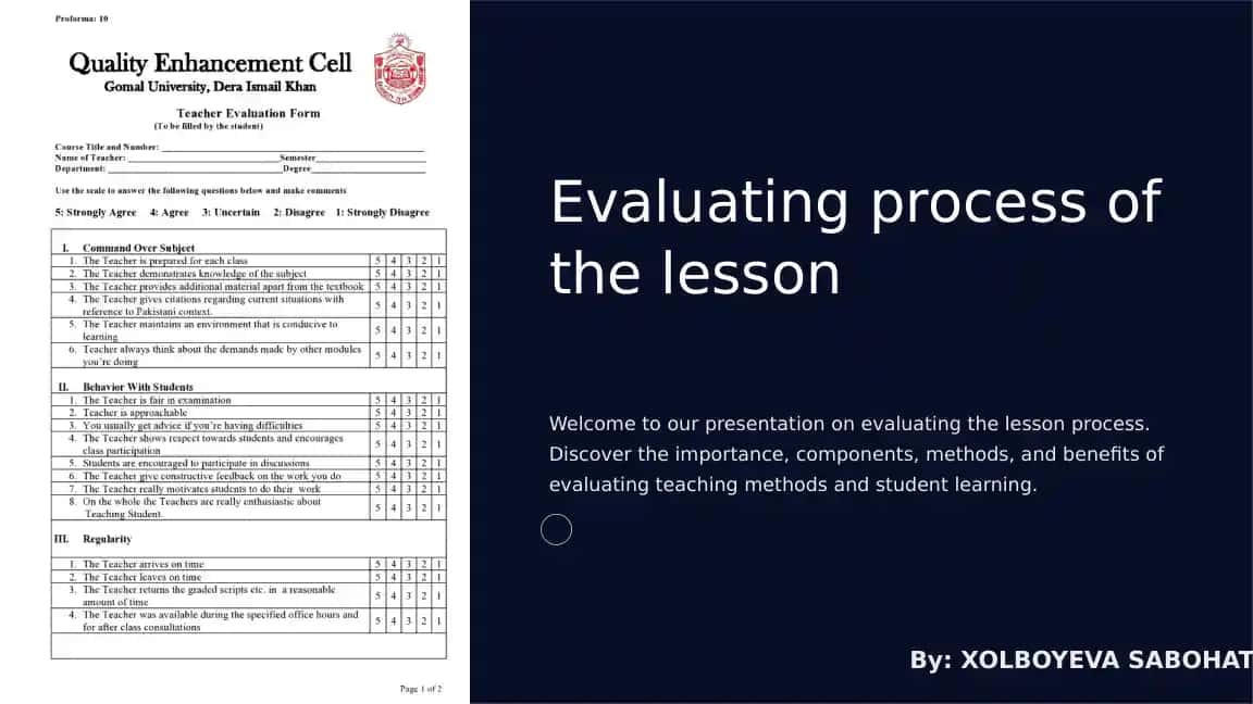 Evaluating Process of the Lesson