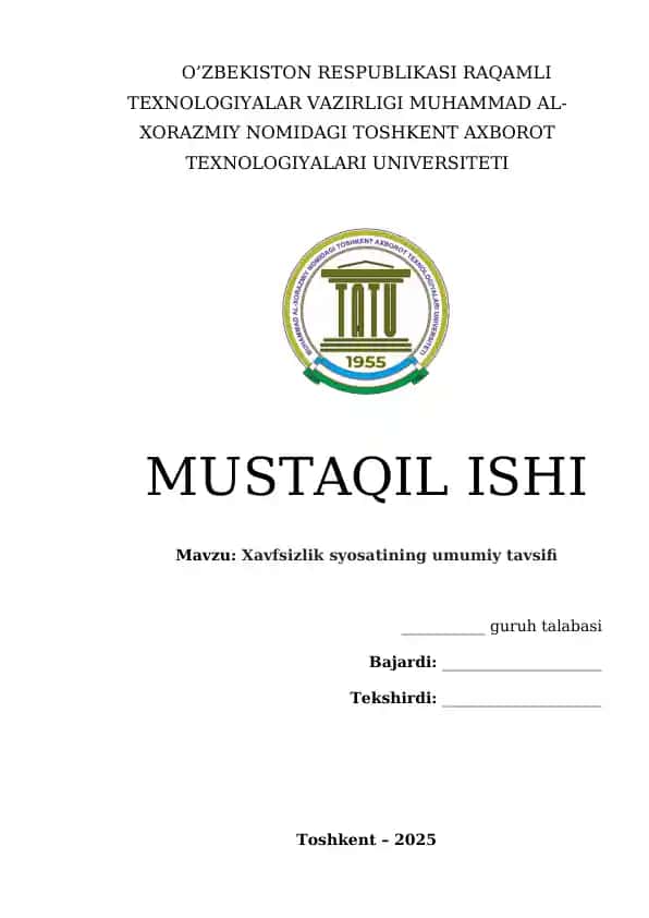 Xavfsizlik syosatining umumiy tavsifi