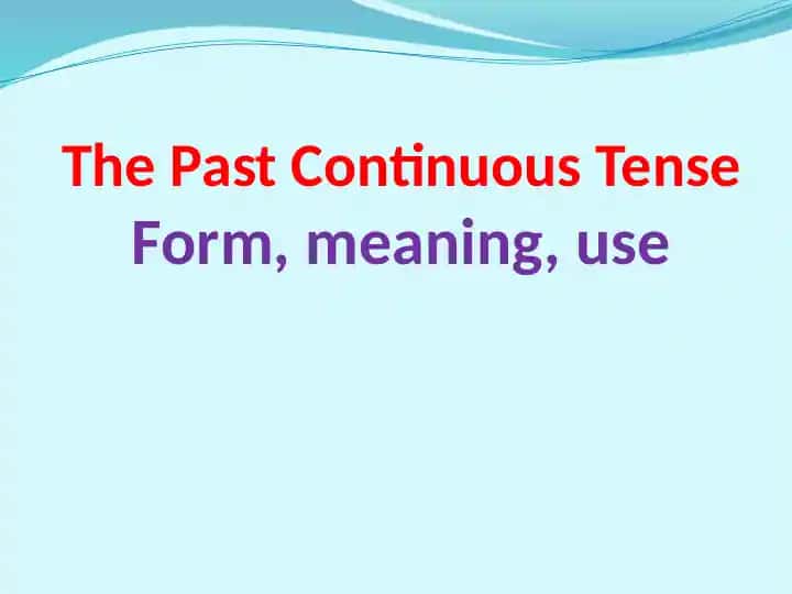 The Past Continuous Tense