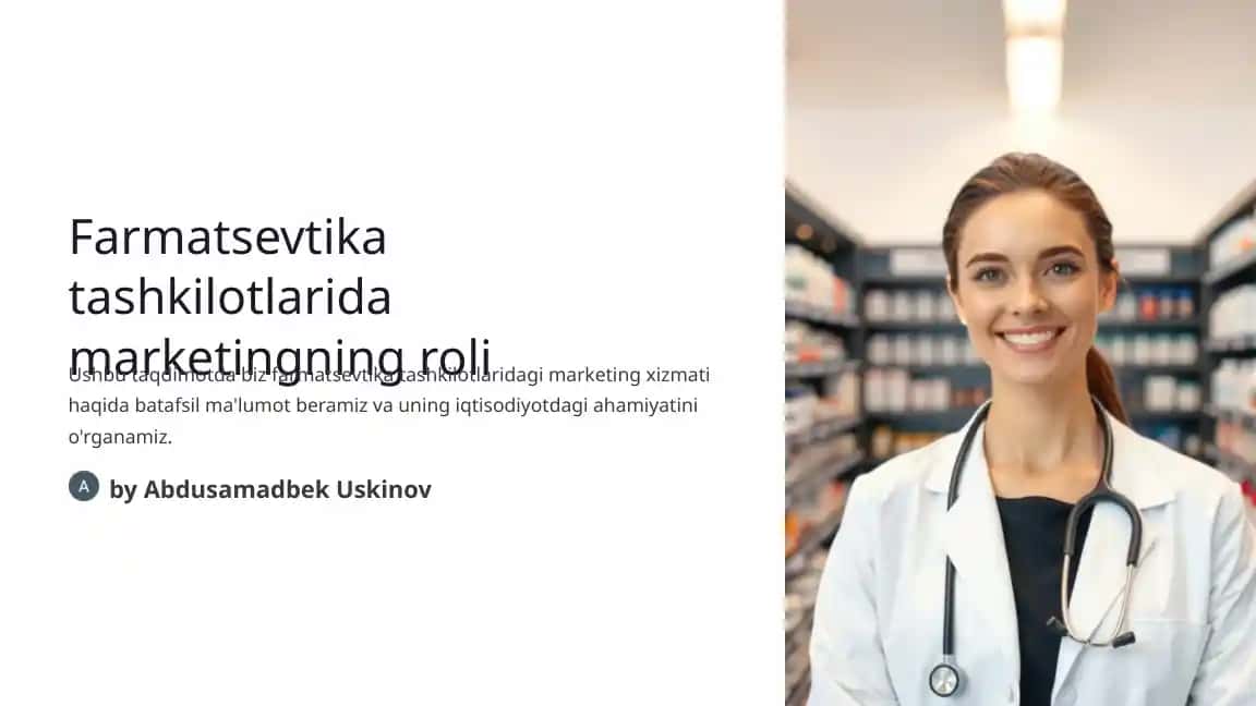 Farmatsevtika tashkilotlarida marketingning roli