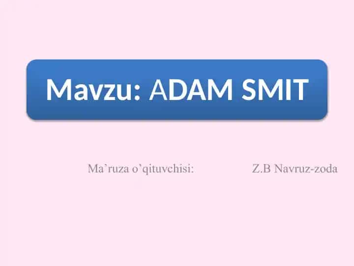 Adam Smith hayoti