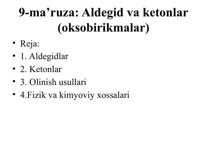Aldegidlar va ketonlar