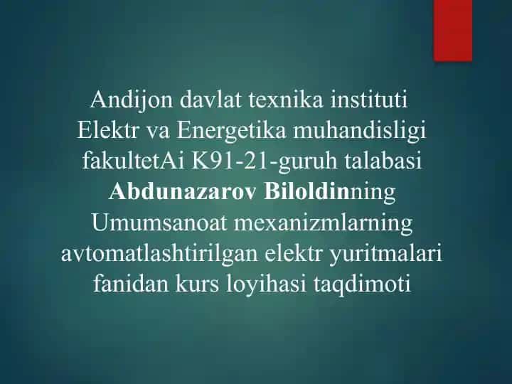 Nasosni “TKR – D” tizimini hisoblash