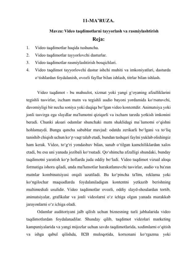 Video taqdimotlar