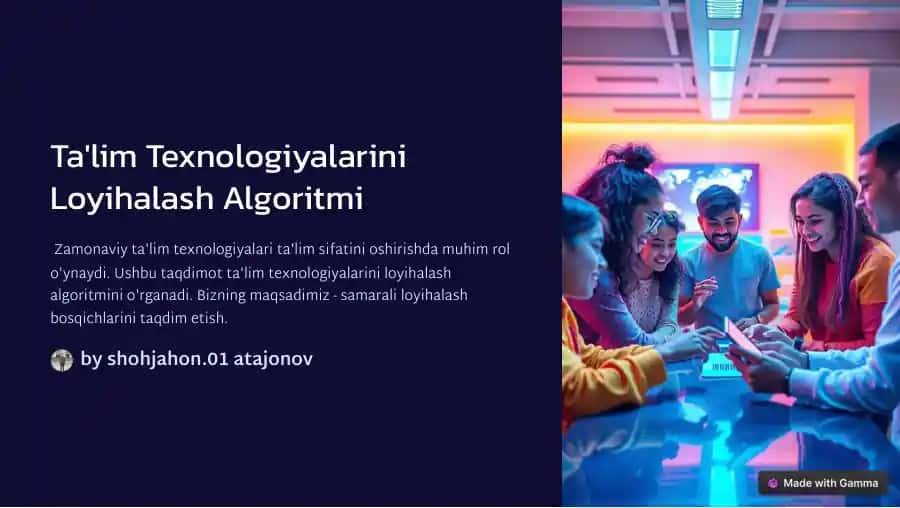 Ta'lim Texnologiyalarini Loyihalash Algoritmi
