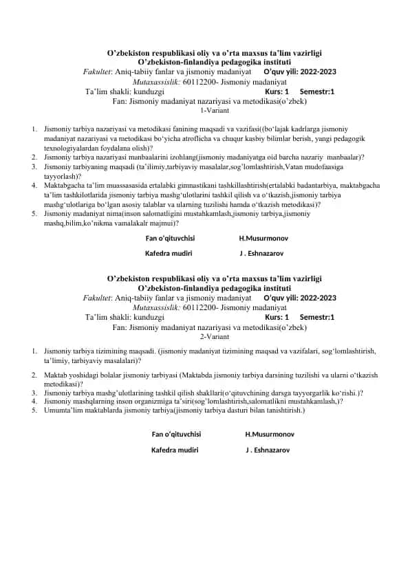 Jismoniy madaniyat nazariyasi va metodikasi