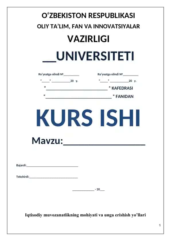 **Iqtisodiy muvozanatlikning mohiyati va unga erishish yo’llari**