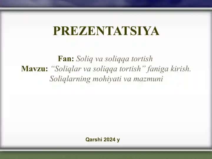Soliq va soliqqa tortish
