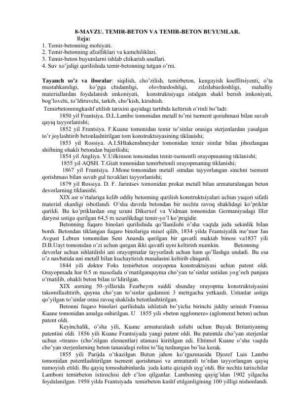 Temir-beton va Temir-beton buyumlar