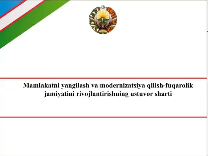Mamlakatni yangilash va modernizatsiya qilish-fuqarolik jamiyatini rivojlantirishning ustuvor sharti