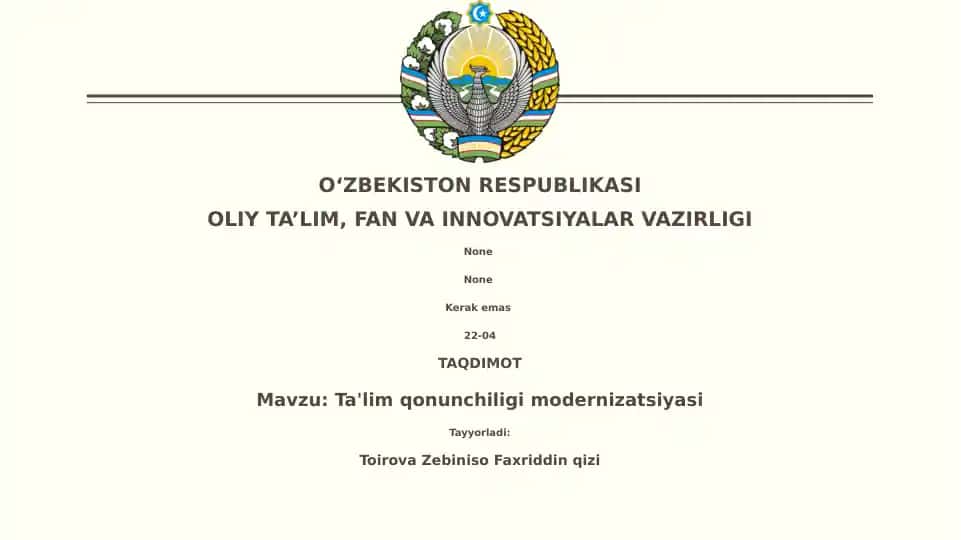 Ta'lim qonunchiligi modernizatsiyasi