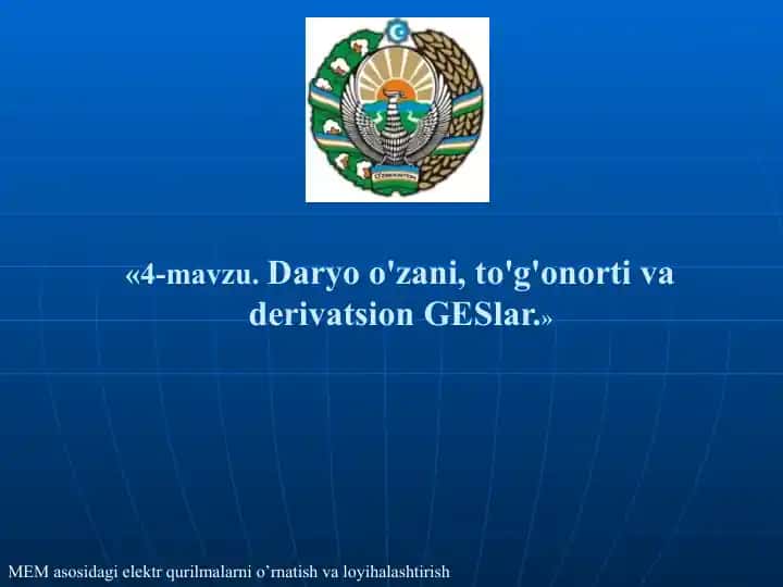 Daryo xidmatlarini o'z ichiga olgan elektr energiyasi sxemalari