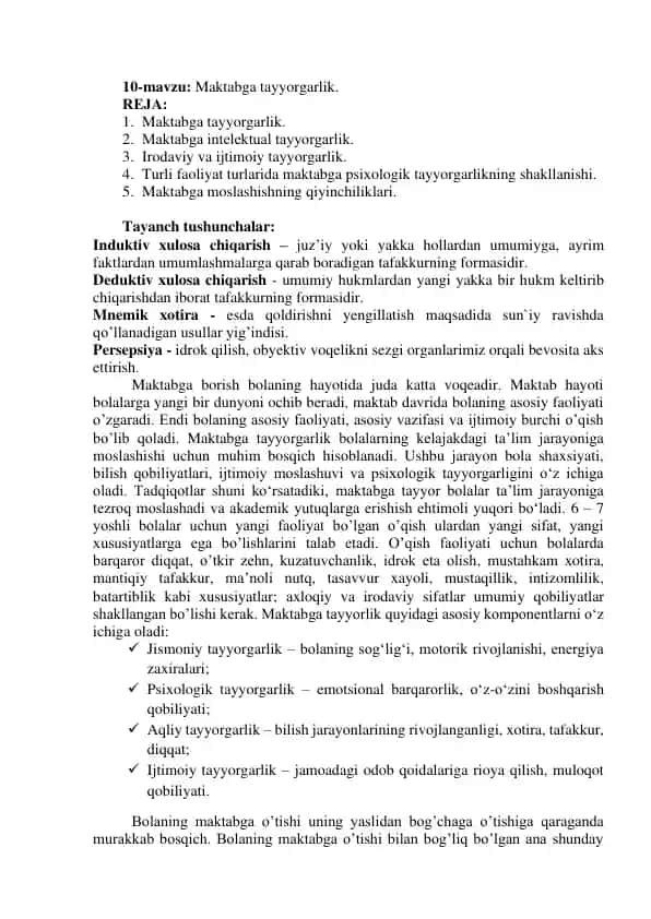 Maktabga tayyorgarlik.