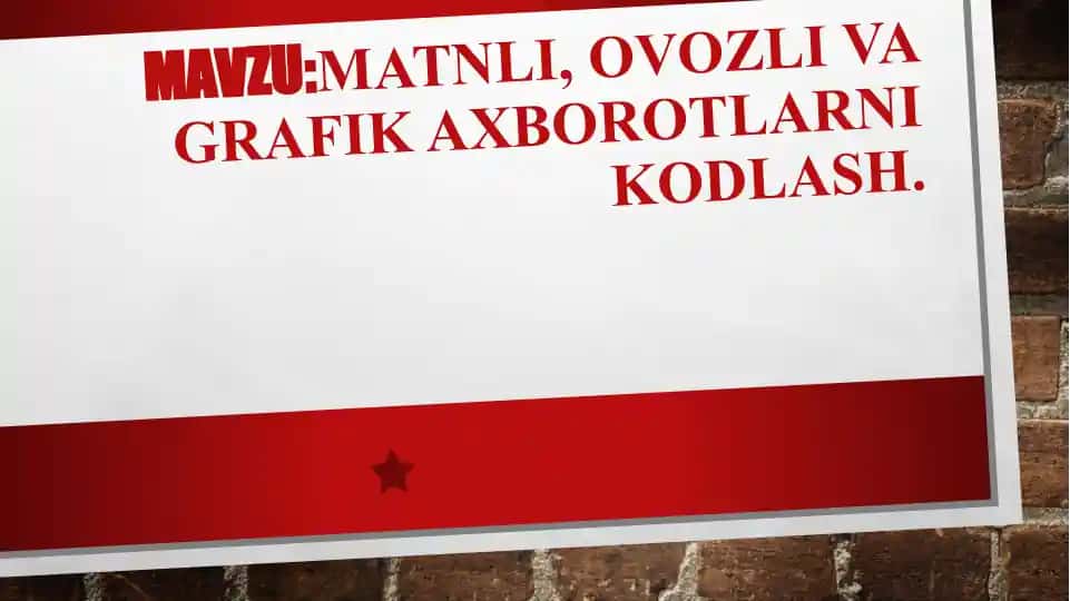 Matnli, ovozli va grafik axborotlarni kodlash