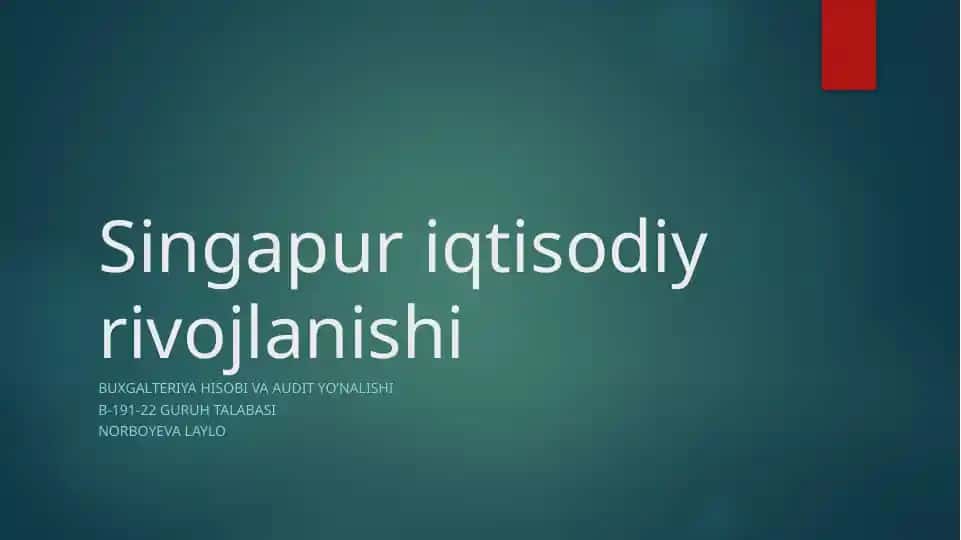 Singapur iqtisodiy rivojlanishi