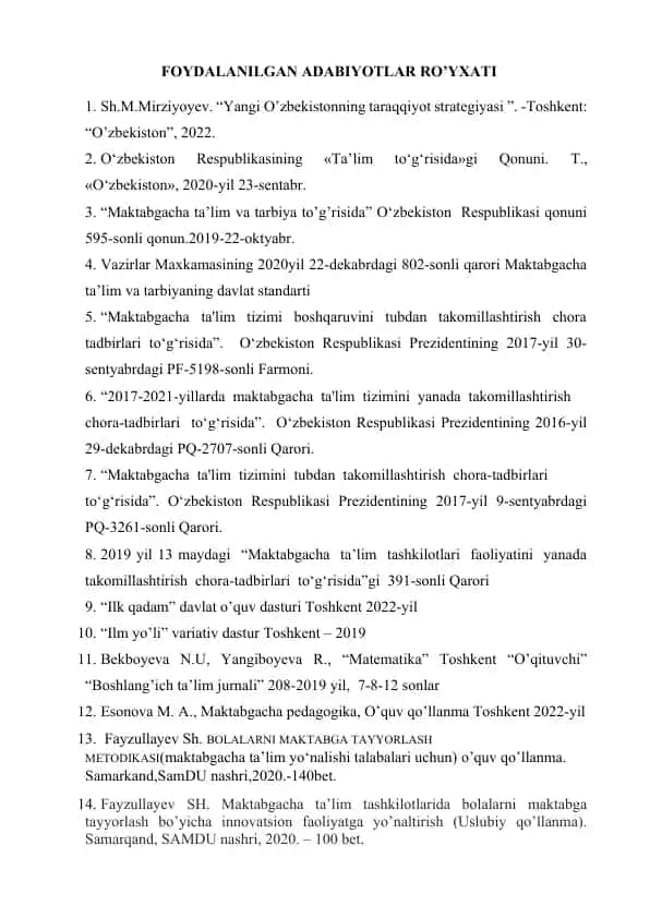 Maktabgacha ta'lim va pedagogika bo‘yicha o‘quv qo‘llanmalar va metodikalar to‘plami