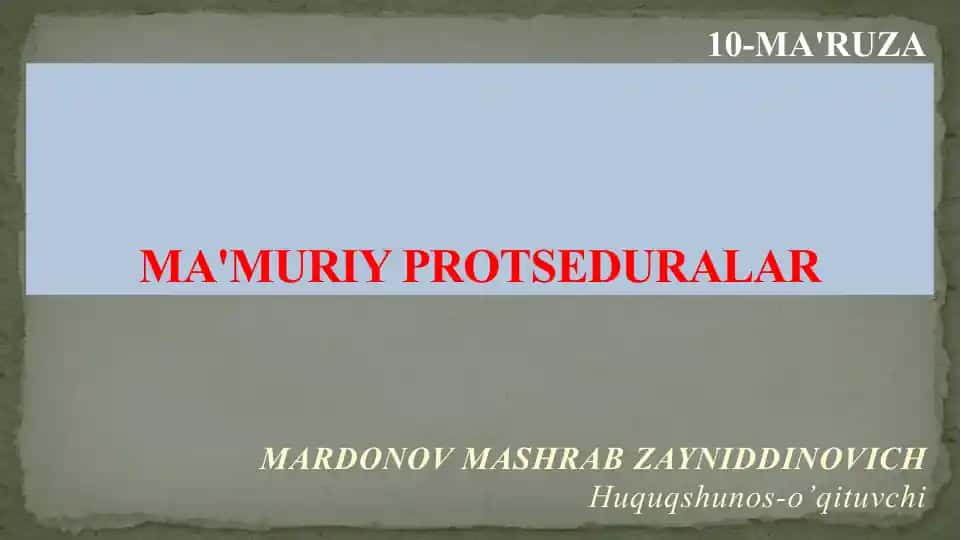 Ma'muriy protseduralar