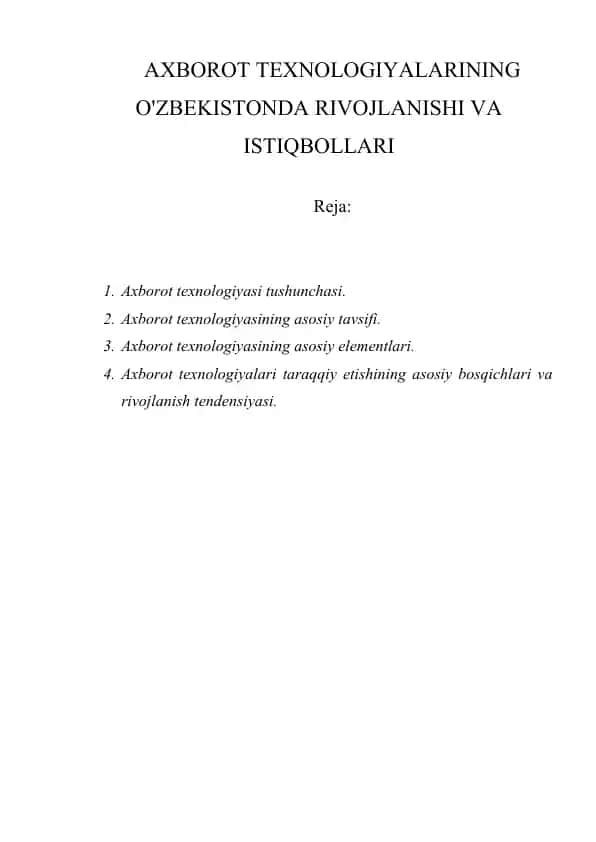 Axborot texnologiyalari