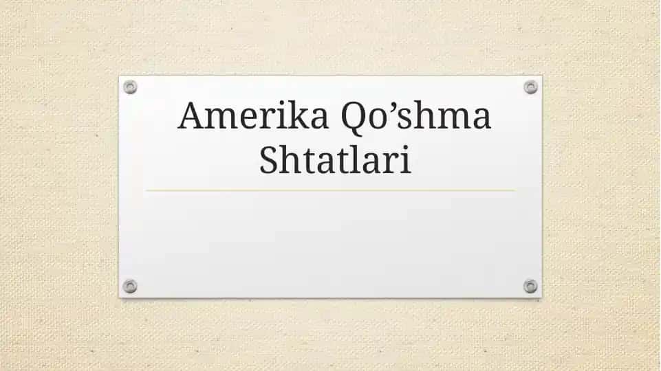 Amerika Qo’shma Shtatlari