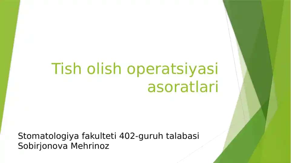 Tish olish operatsiyasi asoratlari