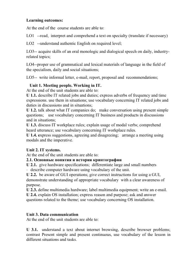 IT English Course