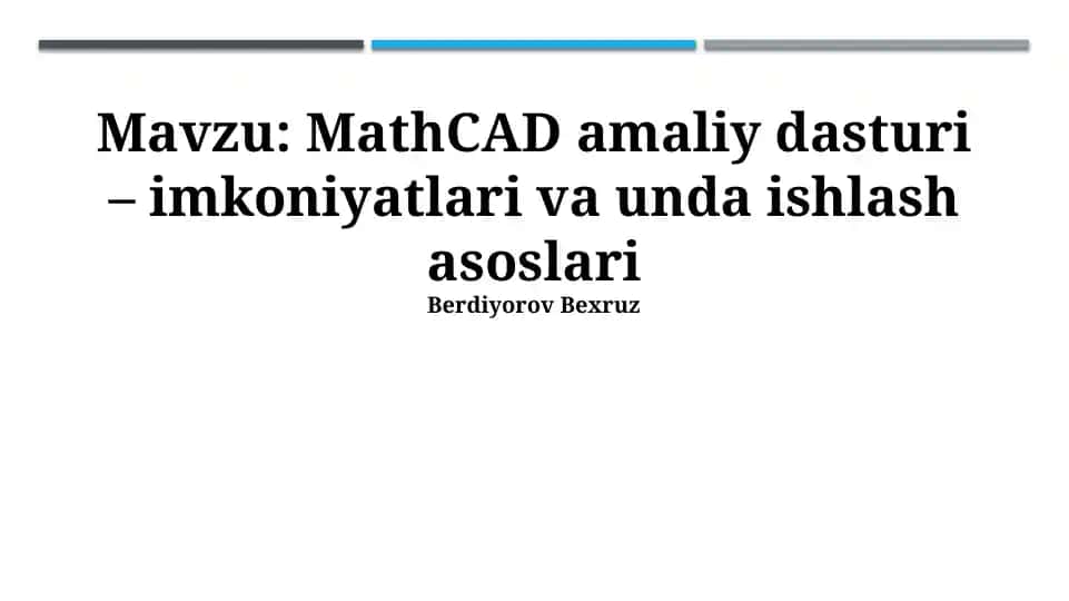 MathCAD amaliy dasturi