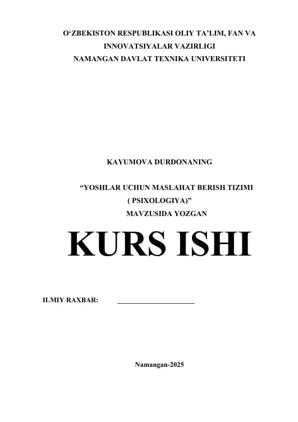 Yoshlar uchun maslahat berish tizimi (Psixologiya)