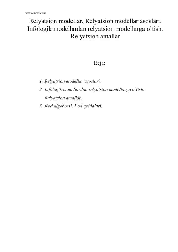 Relyatsion modellar