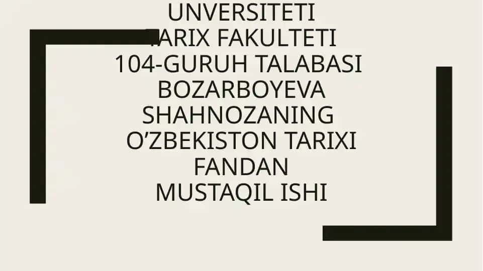 O’zbekiston tarixi