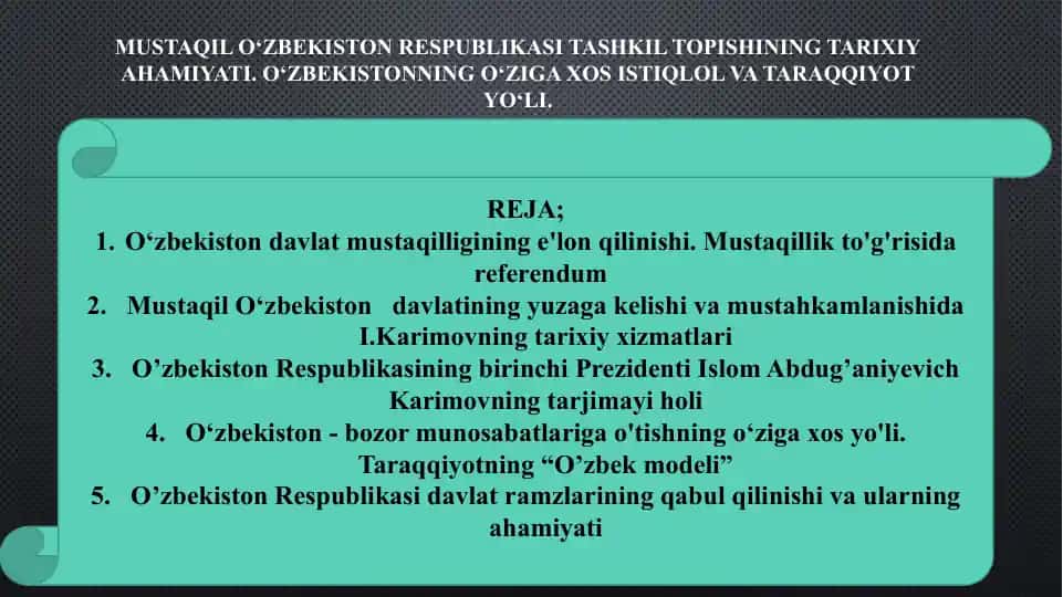 O'zbekistonning mustaqiligi tarixi