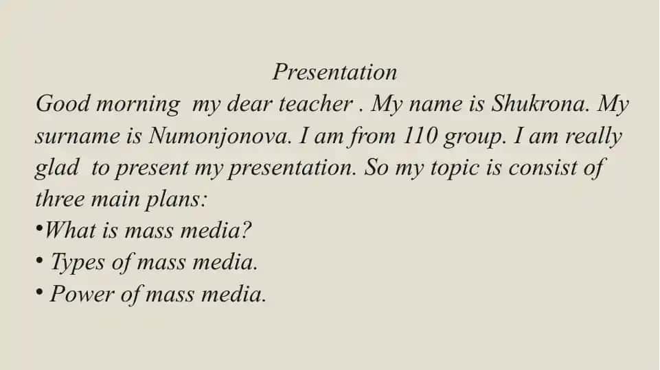 Presentation