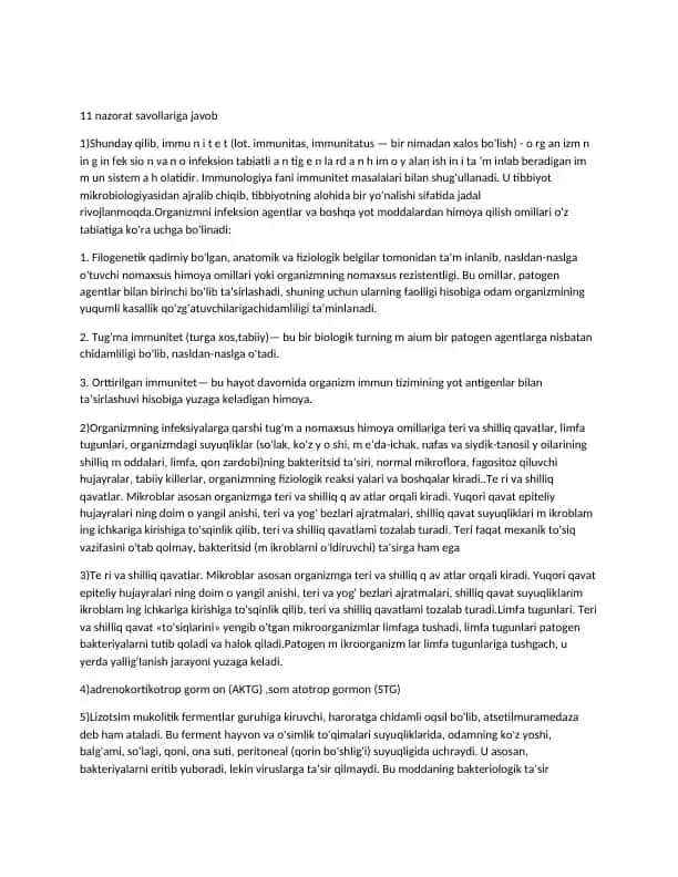 Immunitetning asosiy turi