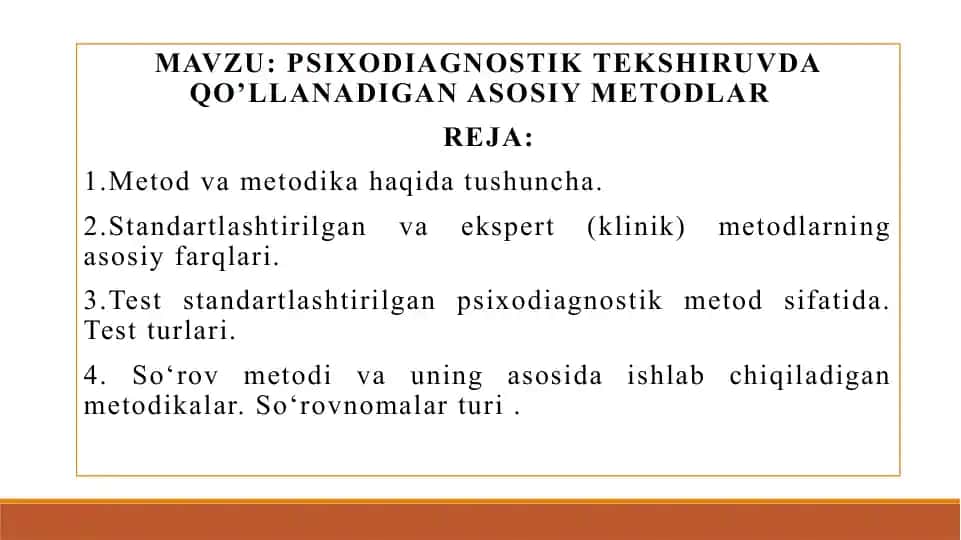Psixodiagnostika metodlari