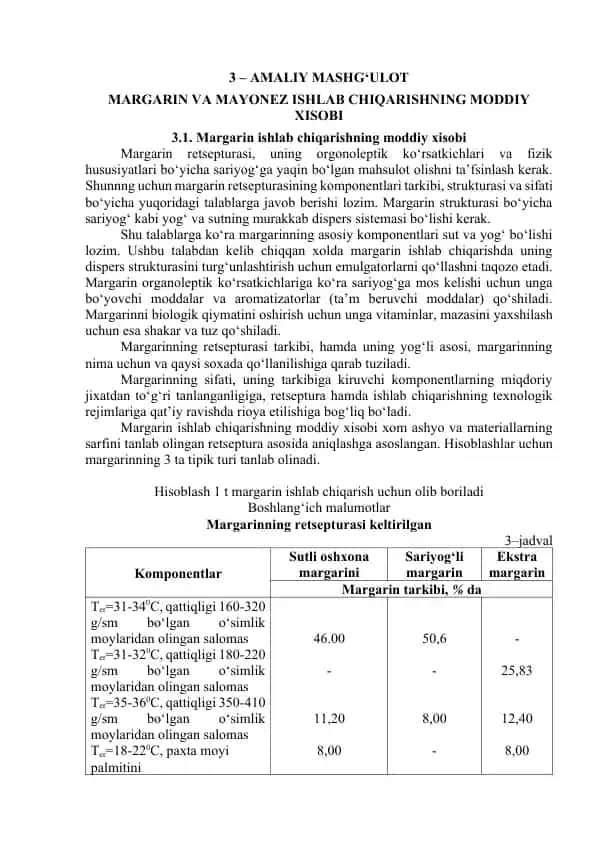 Margarin ishlab chiqarish
