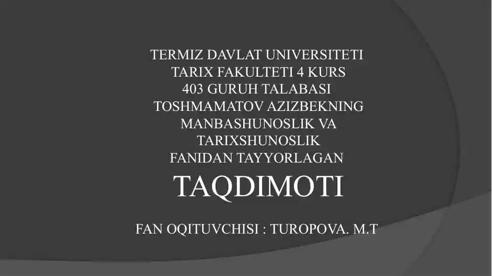 Oʻzbekistonda Tarix shunoshlik fanining alohida soha sifatida rivojlanishi