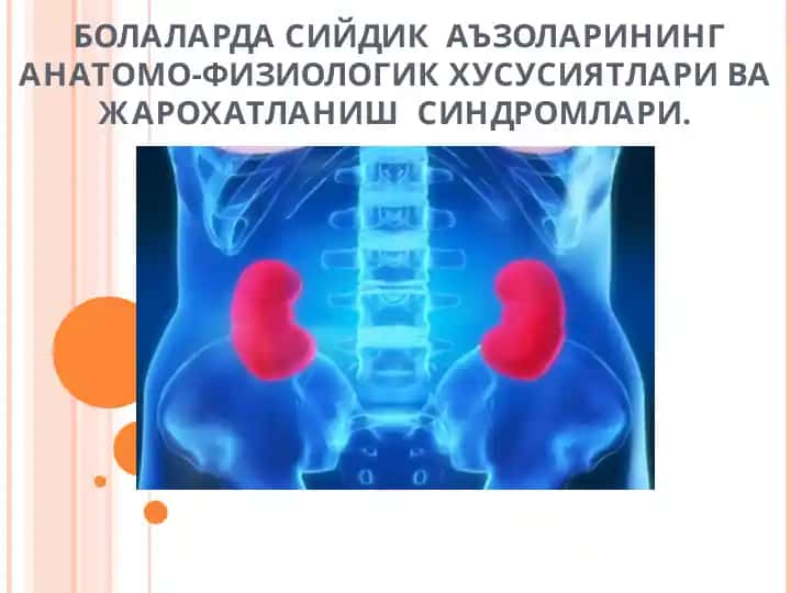 Болаларда сийдик аъзоларининг анатомо-физиологик хусусиятлари ва жарохатланиш синдромлари