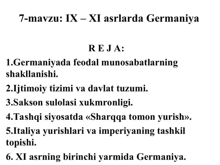 IX – XI asrlarda Germaniya