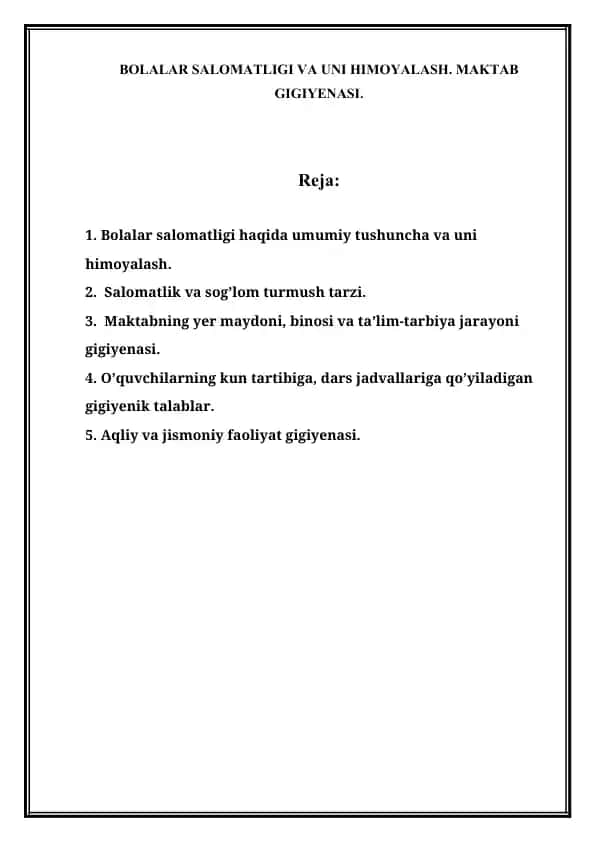 Bolalar salomatligi va uni himoyalash