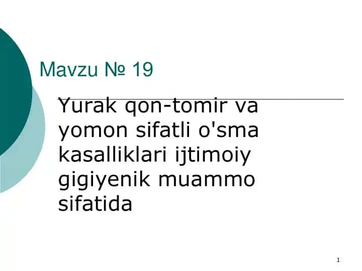 Yurak qon-tomir va yomon sifatli o'sma kasalliklari